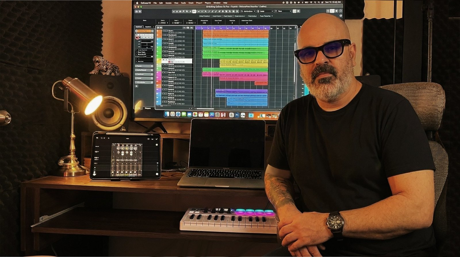 Rodo Acústico at his home recording studio in Cancún, Mexico